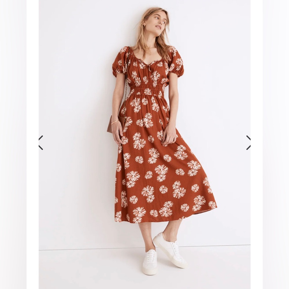 Madewell Linen-Blend Sophia Midi Dress